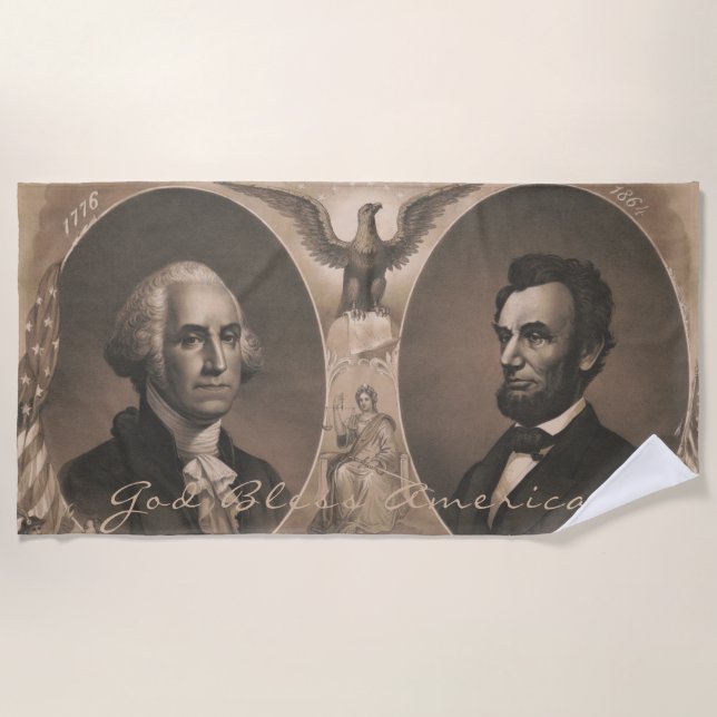 Serviette De Plage George Washington Abraham Lincoln Eagle Patriotiqu (Devant)