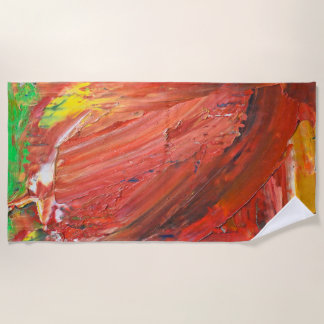 Serviette De Plage Geste Vertical Abstrait en Rouge