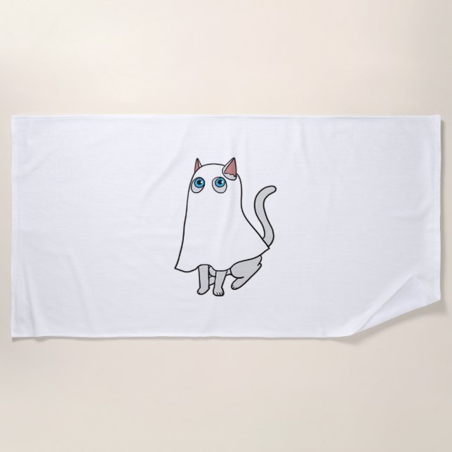 Serviette De Plage Ghost Cat Classic T-Shirt_1 (Devant)