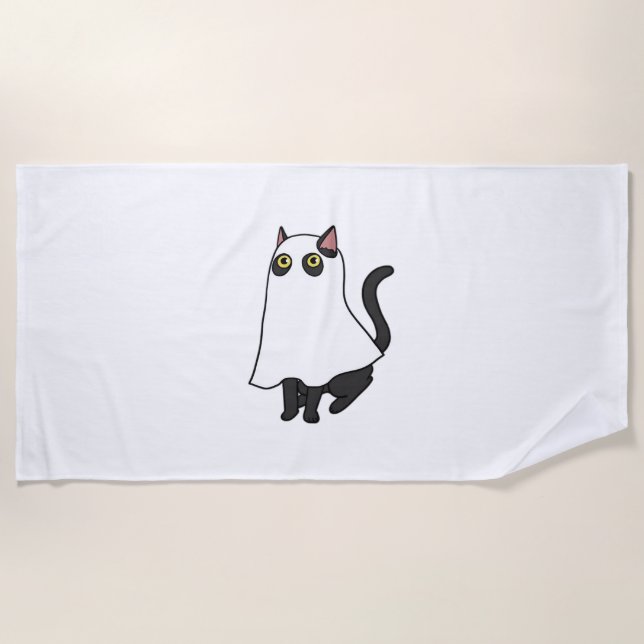 Serviette De Plage Ghost Cat Classic T-Shirt_2 (Devant)