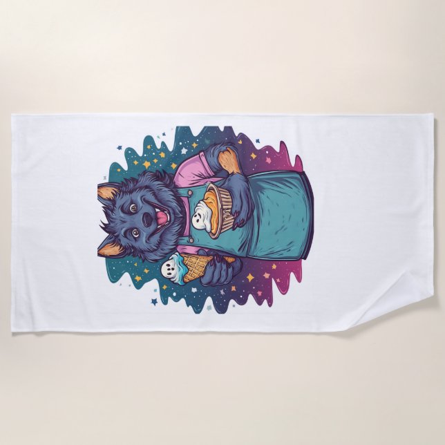 Serviette De Plage Glace loup-garou (Devant)