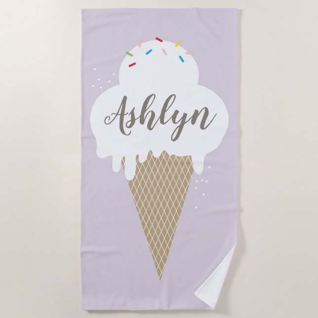 Serviette De Plage Glace Violette d'Été (Devant)