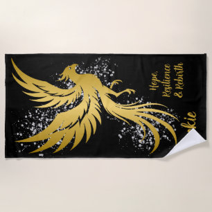 Serviette De Plage Glam Gold Phoenix Silver Parties scintillant Monog