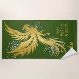 Serviette De Plage Glam Gold Phoenix Silver Parties scintillant Monog