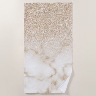 Serviette De Plage Glamorous Gold White Glitter ombre