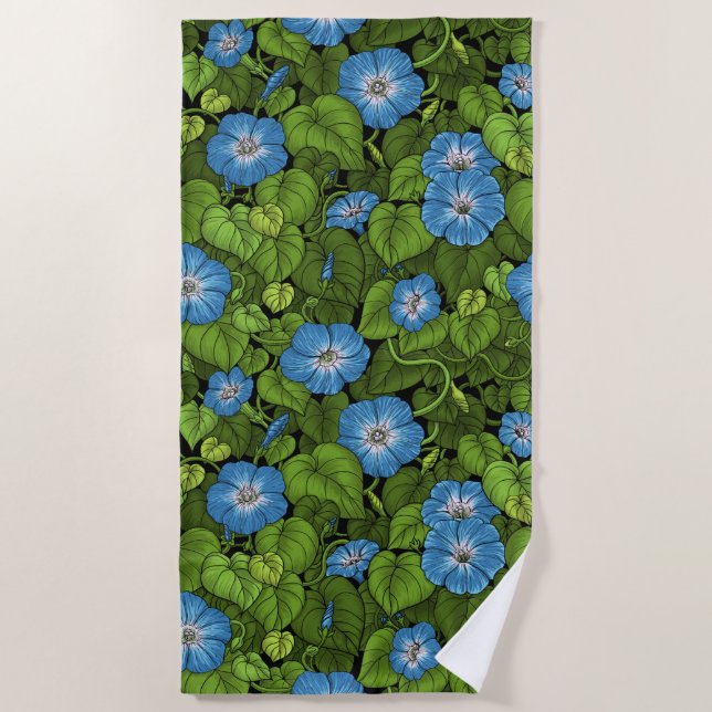 Serviette De Plage Gloire du matin en bleu et vert (Devant)