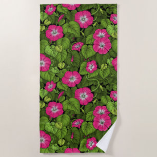 Serviette De Plage Gloire du matin en rose et vert