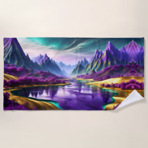 Serviette De Plage Glorieux paysage violet et or