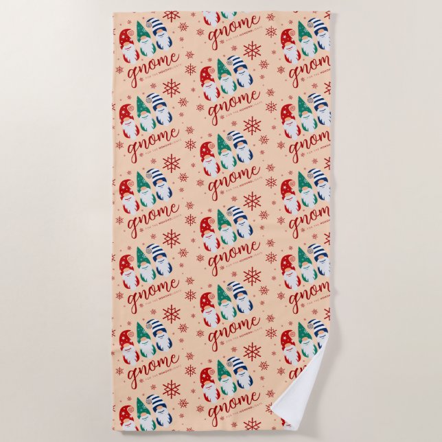 Serviette De Plage Gnome de Noël Hygge pour les fêtes de neige (Devant)