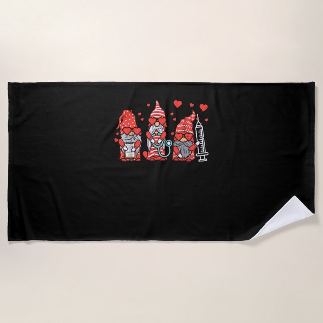 Serviette De Plage Gnome Nurse Scrub Valentine RN ICU ER Valentines D (Devant)