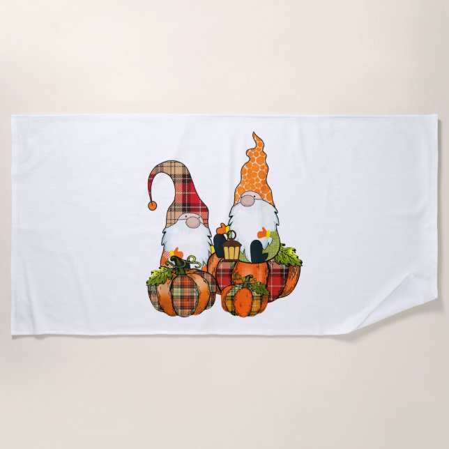 Serviette De Plage Gnomes citrouilles Automne automne mignon Hallowee (Devant)
