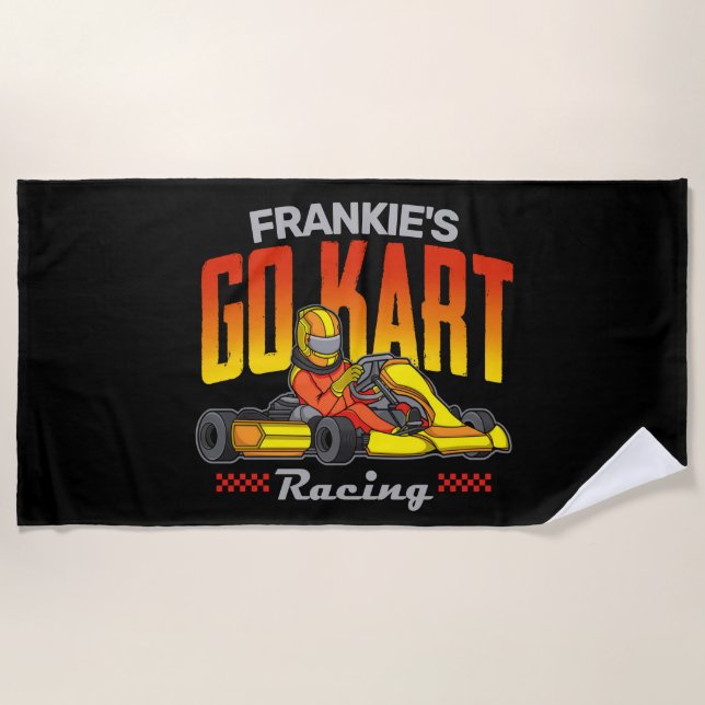 Serviette De Plage Go Kart Racing Personnalisé Motorsport Karting (Devant)