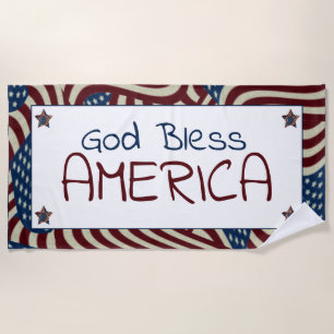 Serviette De Plage God Bless America Red White Blue Flags