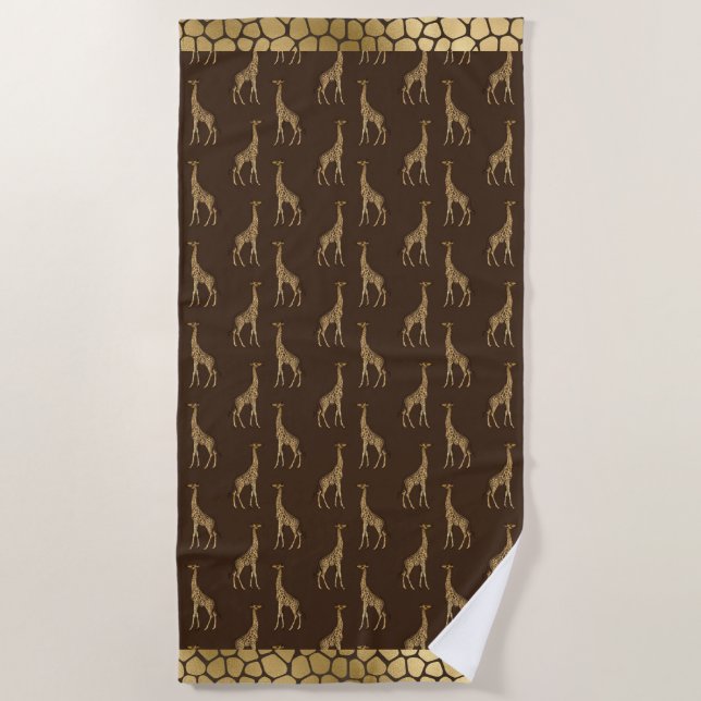Serviette De Plage Gold Giraffe Chic élégant Safari élégant (Devant)