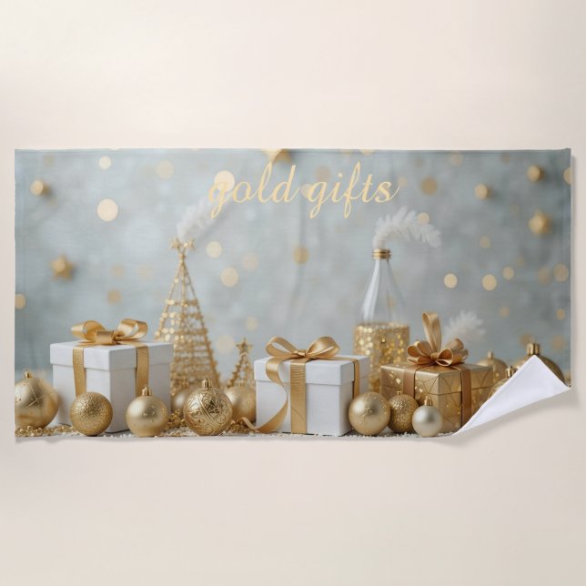 Serviette De Plage gold shinning presents (Devant)