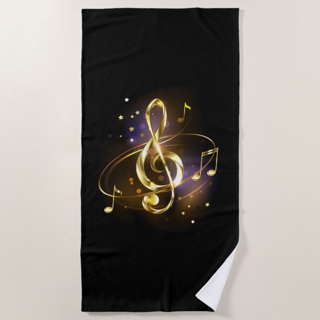 Serviette De Plage Gold Treble Clef Music (Devant)