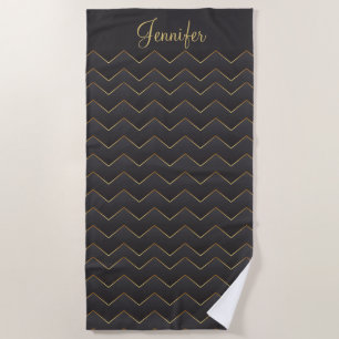 Serviette De Plage Gold Zig Zag Chevron Motif
