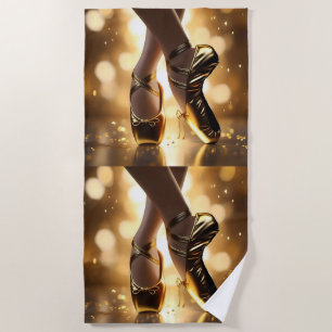 Serviette De Plage Golden Elegance : Chaussures Ballerina sur Gold Bo