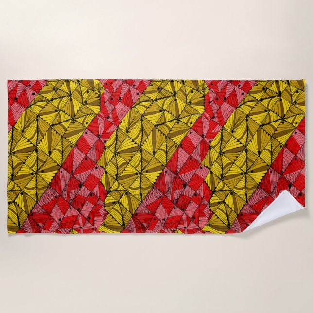 Serviette De Plage Golden Geometry Stripes - Luxe Abstrait (Devant)
