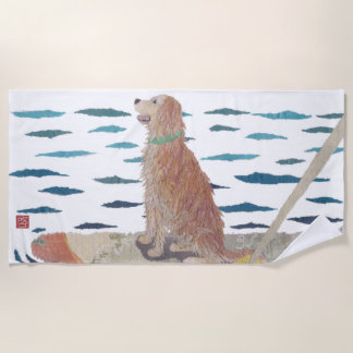 Serviette De Plage Golden retriever, chien de plage, moderne