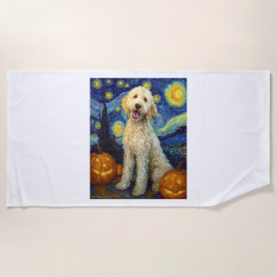 Serviette De Plage Goldendoodle Chien Mignon Halloween Jack O Lantern