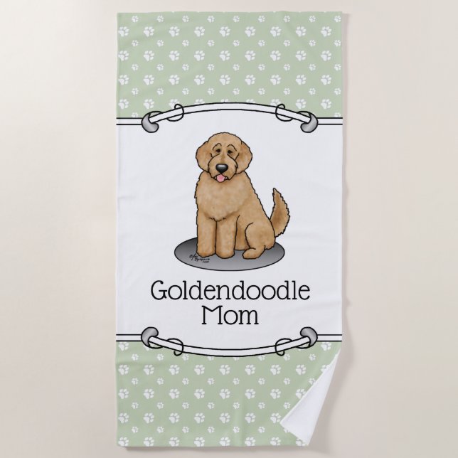 Serviette De Plage Goldendoodle Mom Doodle Mom (rouge doré) (Devant)