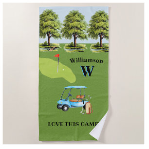 Serviette De Plage Golf Amusement Parcours Panier Nom Monogramme