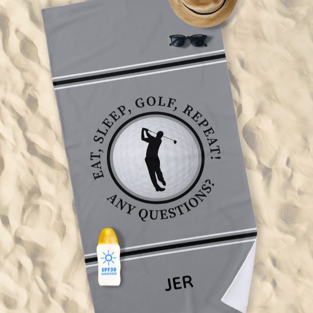 Serviette De Plage Golf Ball Drôle Citation sur mesure Texte Golfer C (Golf Ball Funny Quote Custom Text Golfer Gift Gray Beach Towel)