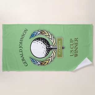 Serviette De Plage Golf Design Monogram Golfer Modèle Towne