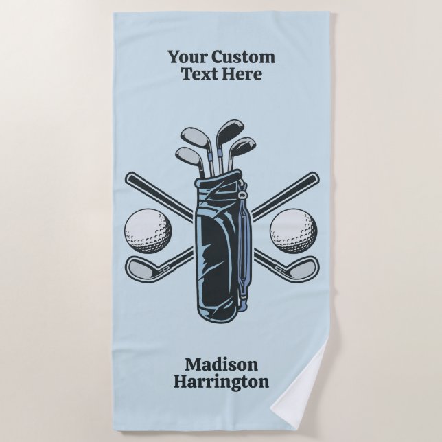 Serviette De Plage Golf du texte et des couleurs personnalisés (Devant)