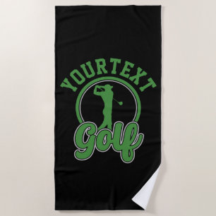 Serviette De Plage Golf personnalisé AJOUTER NOM Retro Pro Golfeur Sw