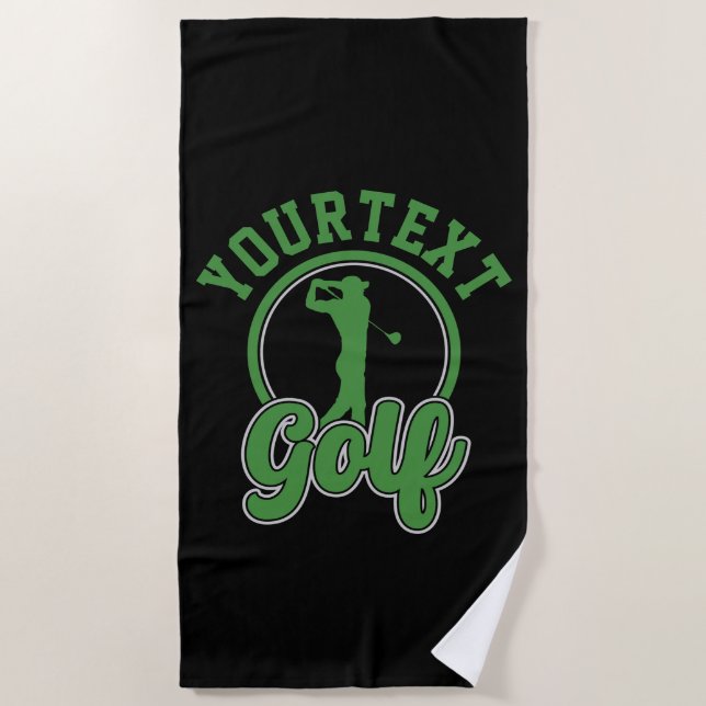 Serviette De Plage Golf personnalisé AJOUTER NOM Retro Pro Golfeur Sw (Devant)