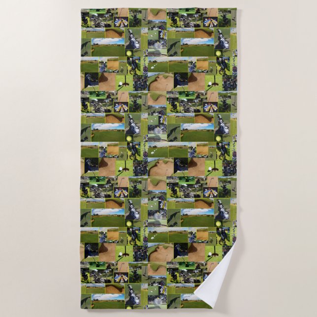 Serviette De Plage Golf Photo Collage, Beach Towel (Devant)