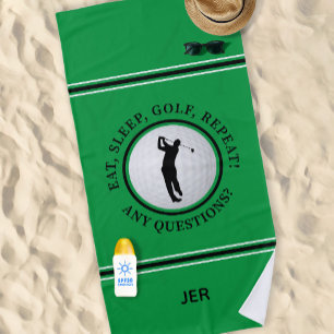 Serviette De Plage Golfeur Homme Sportif Pro Balle de Golf Mignonne V