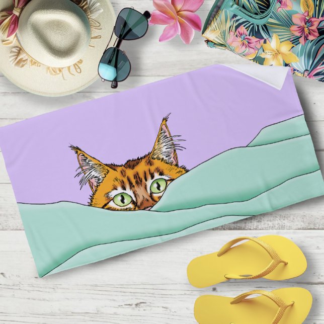 Serviette De Plage Good Morning Orange Cat Funny (Créateur téléchargé)
