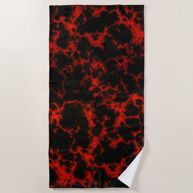 Serviette De Plage Goth rouge et noir vibrant (Devant)