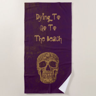 Serviette De Plage Gothique Crâne Grunge Gold Purple Cool