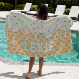 Serviette De Plage Goutte de glace à la vanille personnalisée
