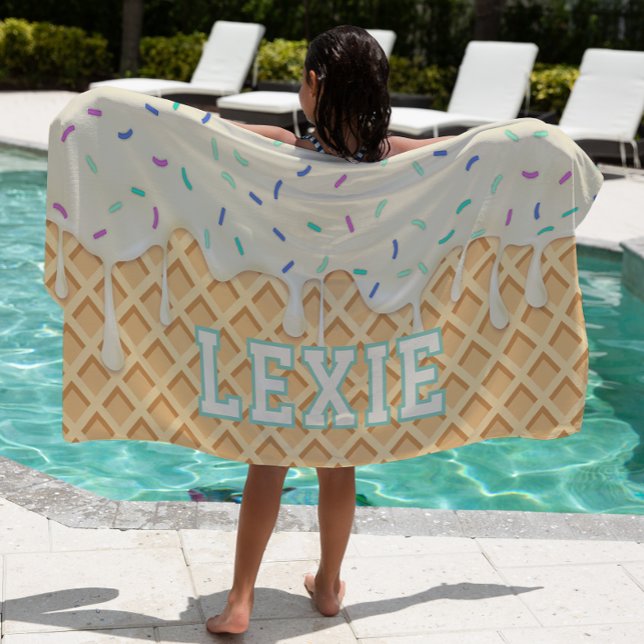 Serviette De Plage Goutte de glace à la vanille personnalisée (Créateur téléchargé)