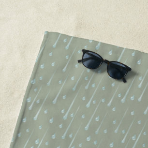 Serviette De Plage Gouttes de pluie tombantes Joli jour de pluie Vert