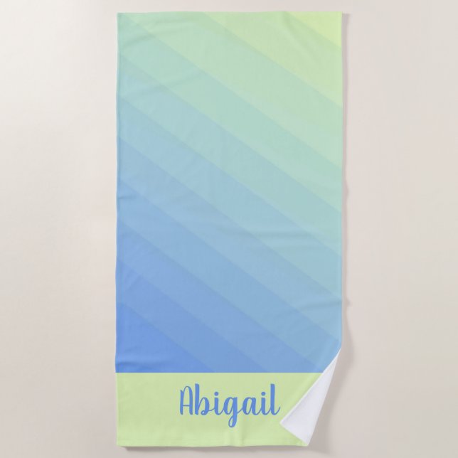 Serviette De Plage Gradient Ombre jaune bleu-vert personnalisé (Devant)