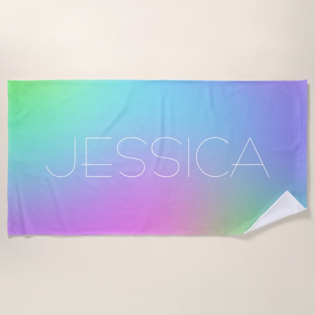 Serviette De Plage Gradient Pastel personnalisé (Devant)