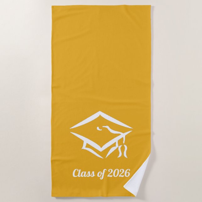 Serviette De Plage Graduation Class of 20?? GLDWHT Custom Year Name (Devant)