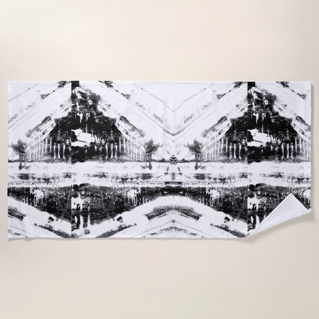 Serviette de plage graffiti à tache d'encre (Devant)
