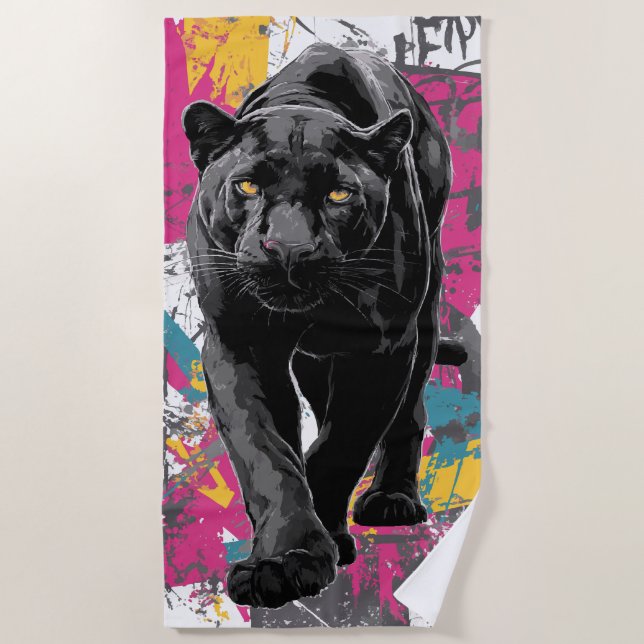 Serviette De Plage Graffiti Pop Art Black Panther (Devant)