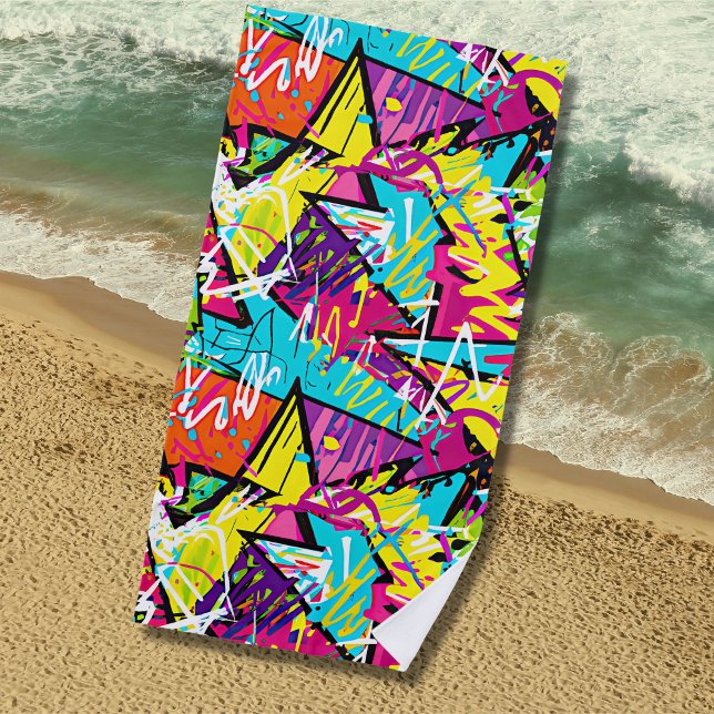 Serviette De Plage Graffiti rose jaune orange (Créateur téléchargé)