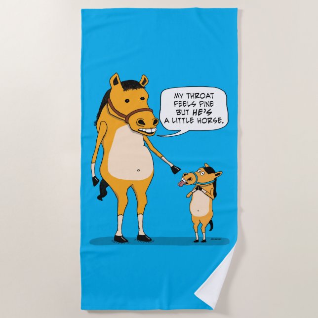 Serviette De Plage Grand cheval drôle et mignon et petit cheval (Devant)
