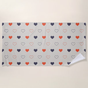 Serviette De Plage Grand - Cœurs charmants / crème orange foncé