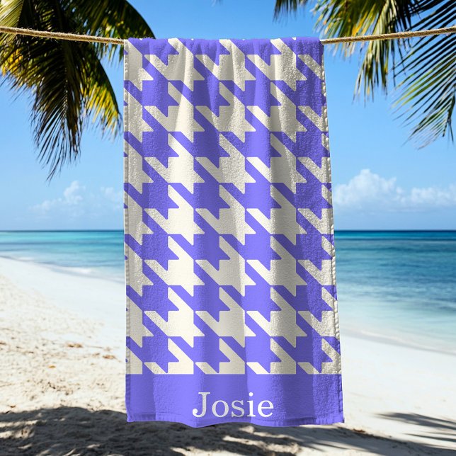 Serviette De Plage Grand Houndstooth Motif Blueberry (Créateur téléchargé)