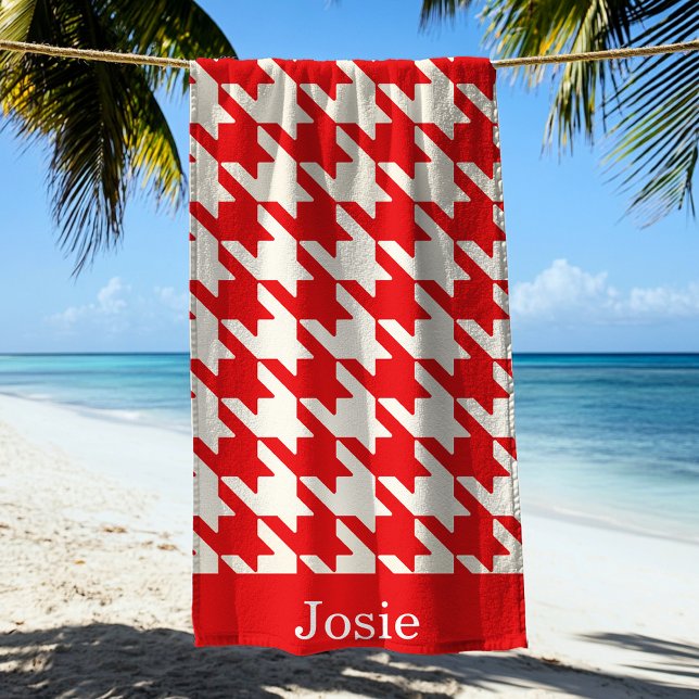 Serviette De Plage Grand Houndstooth Motif Pomme rouge (Créateur téléchargé)